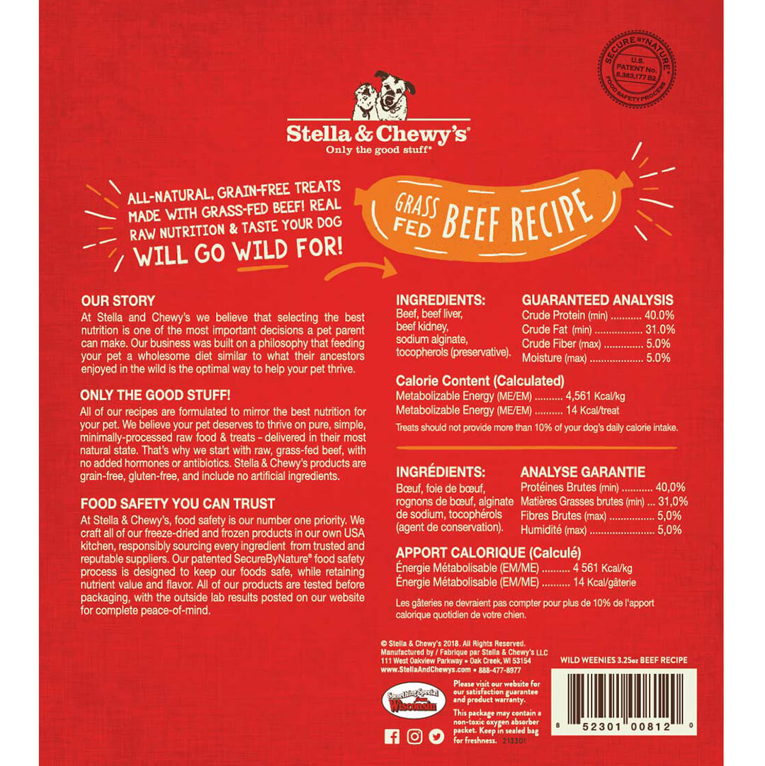 Stella & Chewy's -  Beef Wild Weenies Freeze-Dried Raw (Dog Treats)
